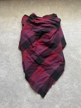 Plaid Triangle Scarf in Deep Berry and Black